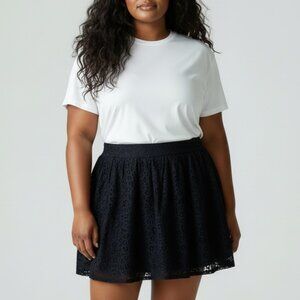 BANANA REPUBLIC BLACK LINED EYELET COTTON MINI SKIRT, SIZE‎ 12, CUTE